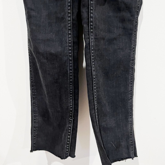 Madewell Slim Black Washed Cross Back Straps Zipper Side Jean Overalls size XS - Picture 9 of 14